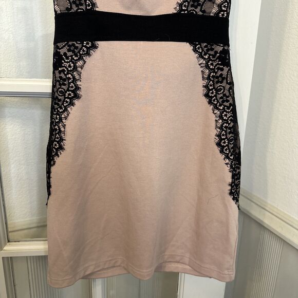 Dusty Rose & Black Lace Strapless Short Party Dress Womens juniors Large - Picture 5 of 11